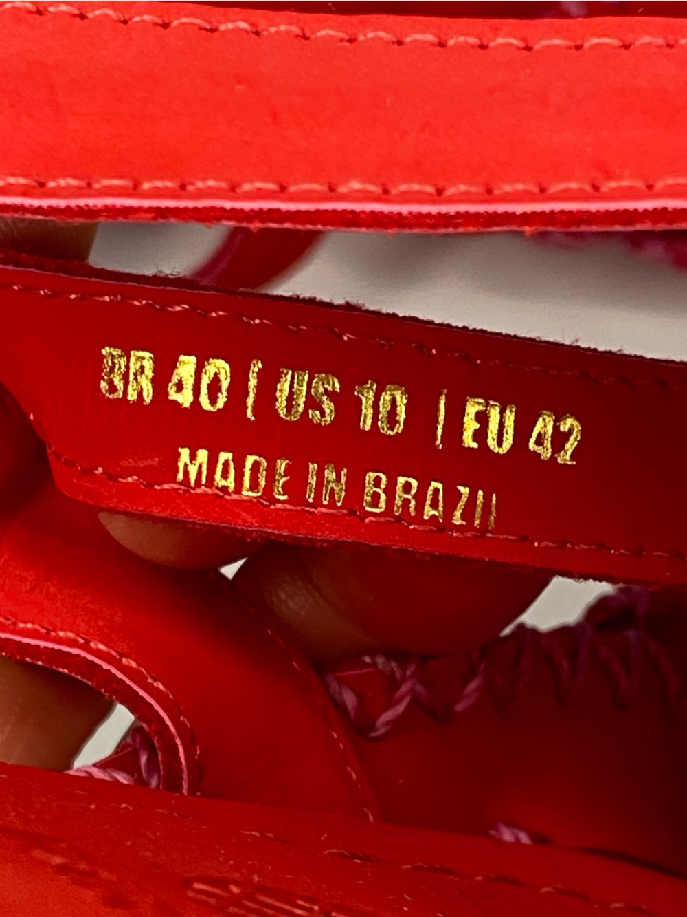 FARM Rio Red Whipstitch Sandals Women’s US 10 Leather Strappy Brazil - Picture 10 of 13